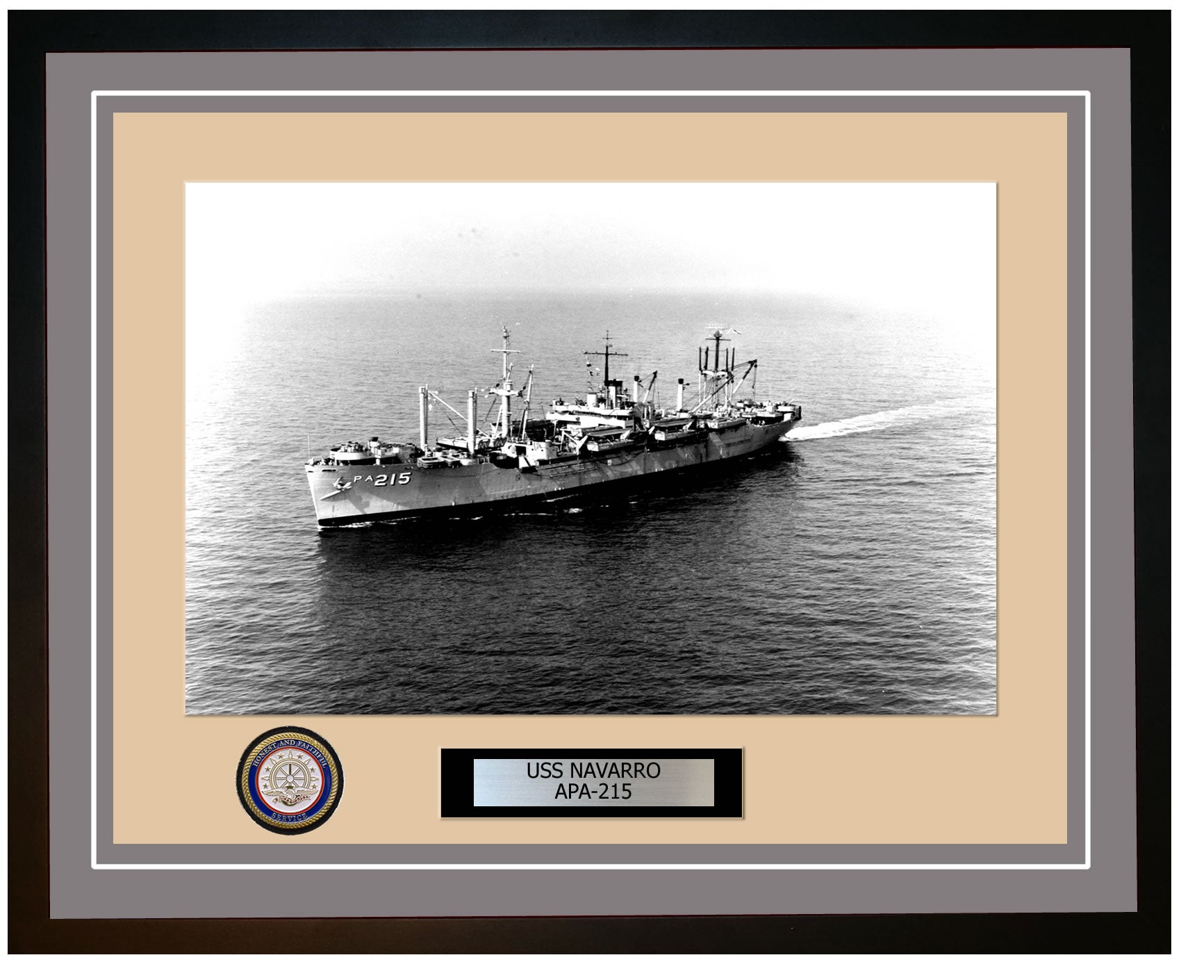 USS Navarro APA-215 Framed Navy Ship Photo Grey