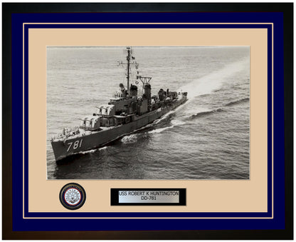 USS ROBERT K HUNTINGTON DD-781 Framed Navy Ship Photo Blue