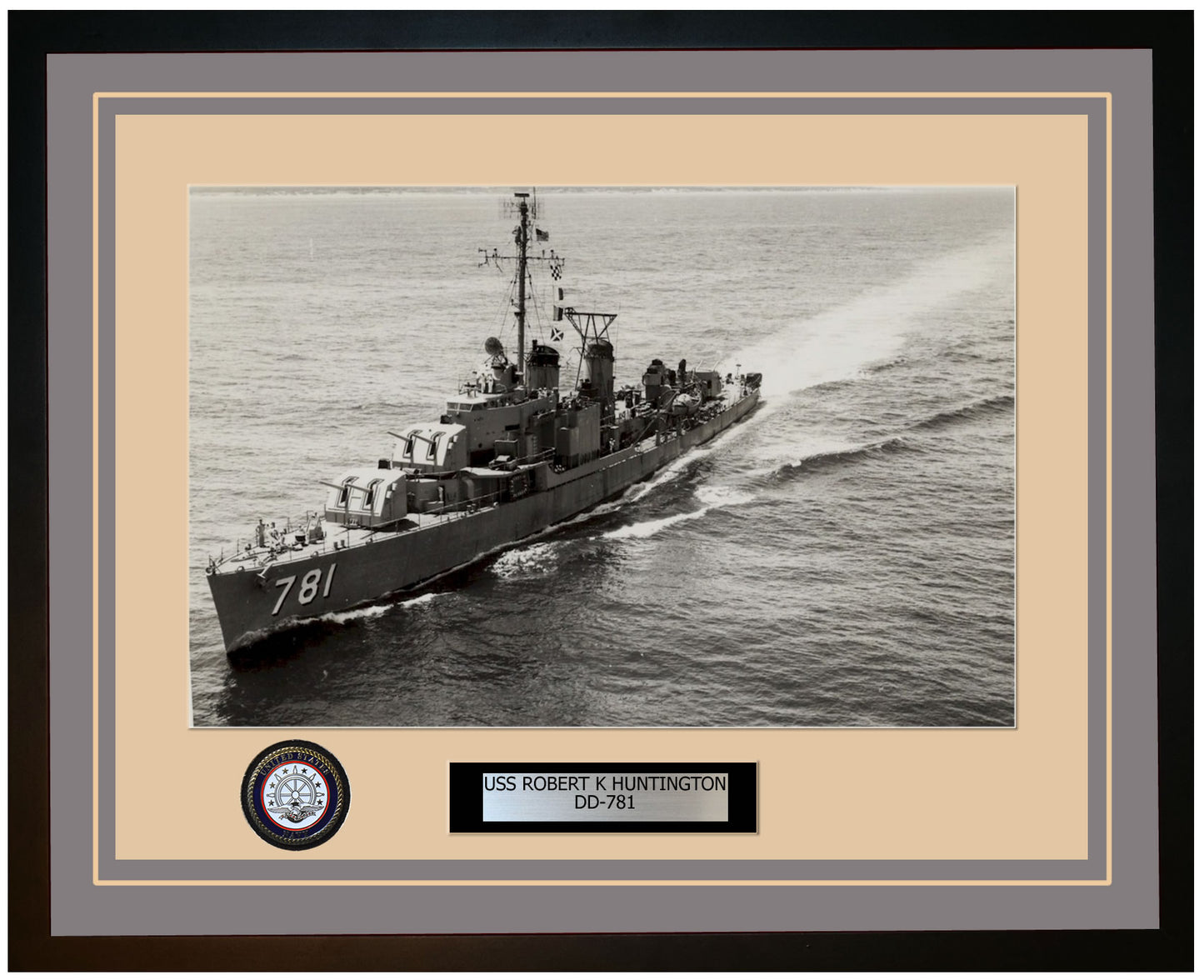 USS ROBERT K HUNTINGTON DD-781 Framed Navy Ship Photo Grey