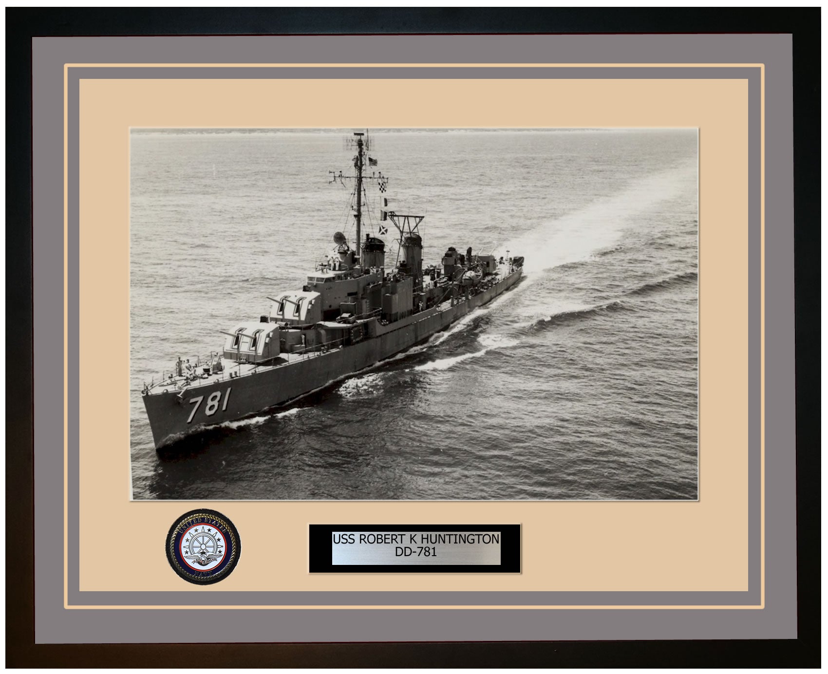 USS ROBERT K HUNTINGTON DD-781 Framed Navy Ship Photo Grey