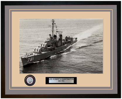 USS ROBERT K HUNTINGTON DD-781 Framed Navy Ship Photo Grey