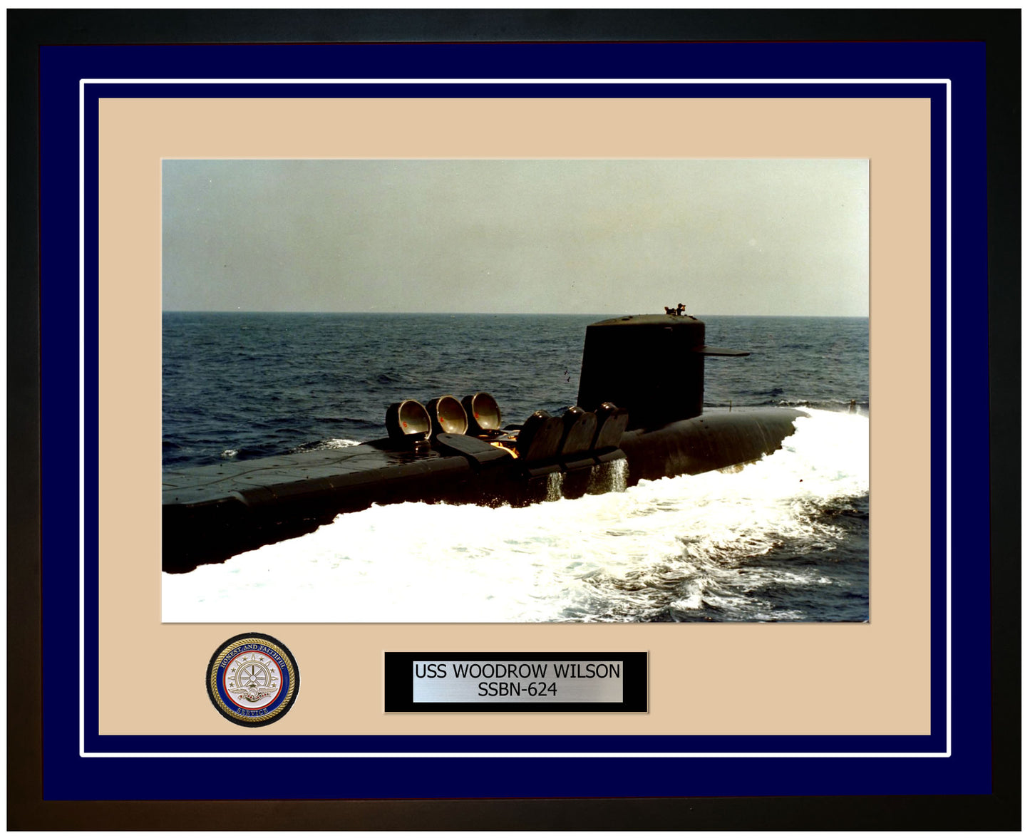 USS Woodrow Wilson SSBN-624 Framed Navy Ship Photo Blue