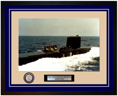 USS Woodrow Wilson SSBN-624 Framed Navy Ship Photo Blue