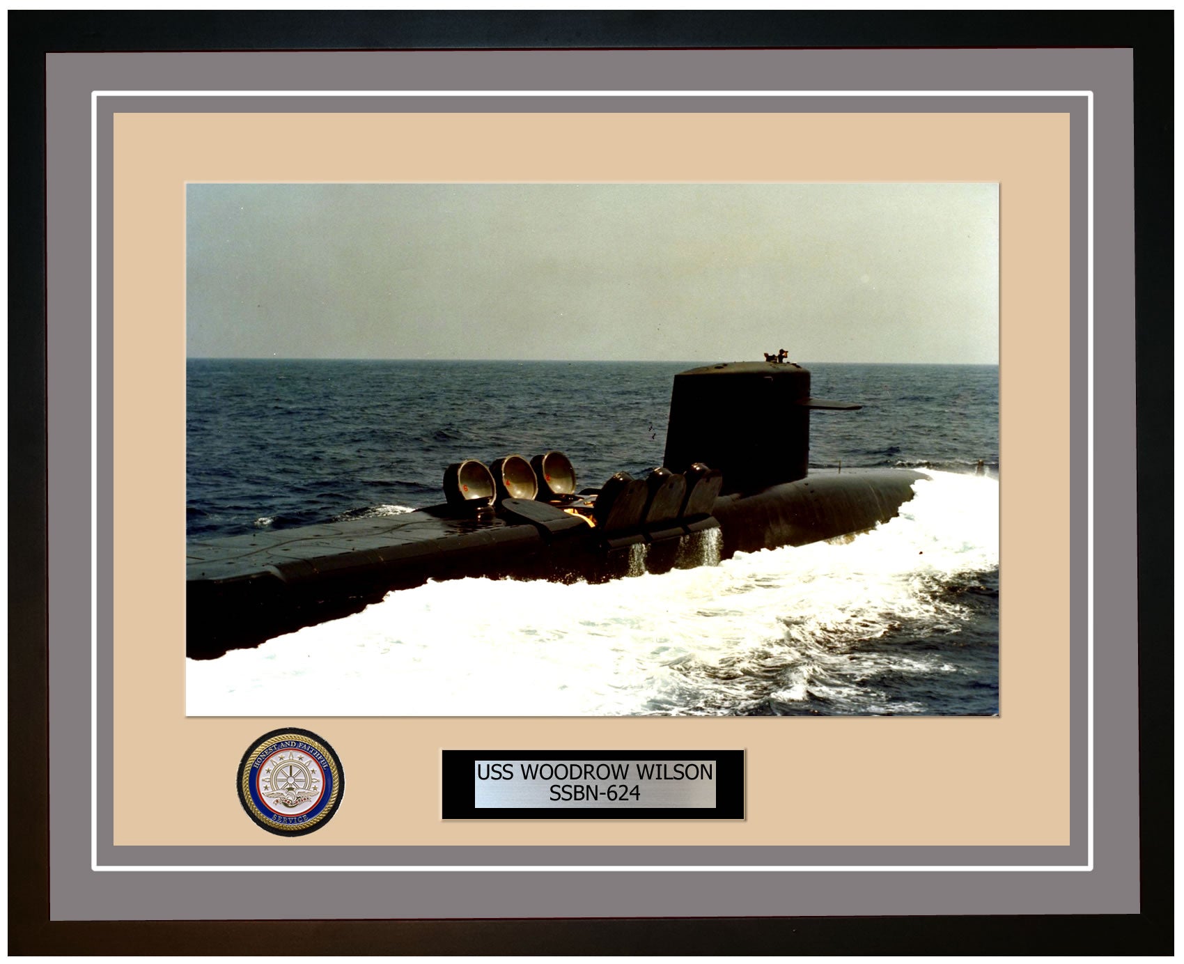 USS Woodrow Wilson SSBN-624 Framed Navy Ship Photo Grey