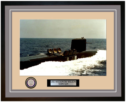 USS Woodrow Wilson SSBN-624 Framed Navy Ship Photo Grey