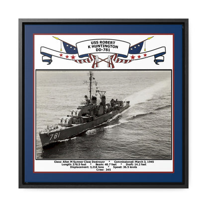 USS Robert K Huntington DD-781 Navy Floating Frame Photo Front View