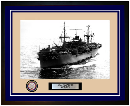 USS Navarro APA-215 Framed Navy Ship Photo Blue
