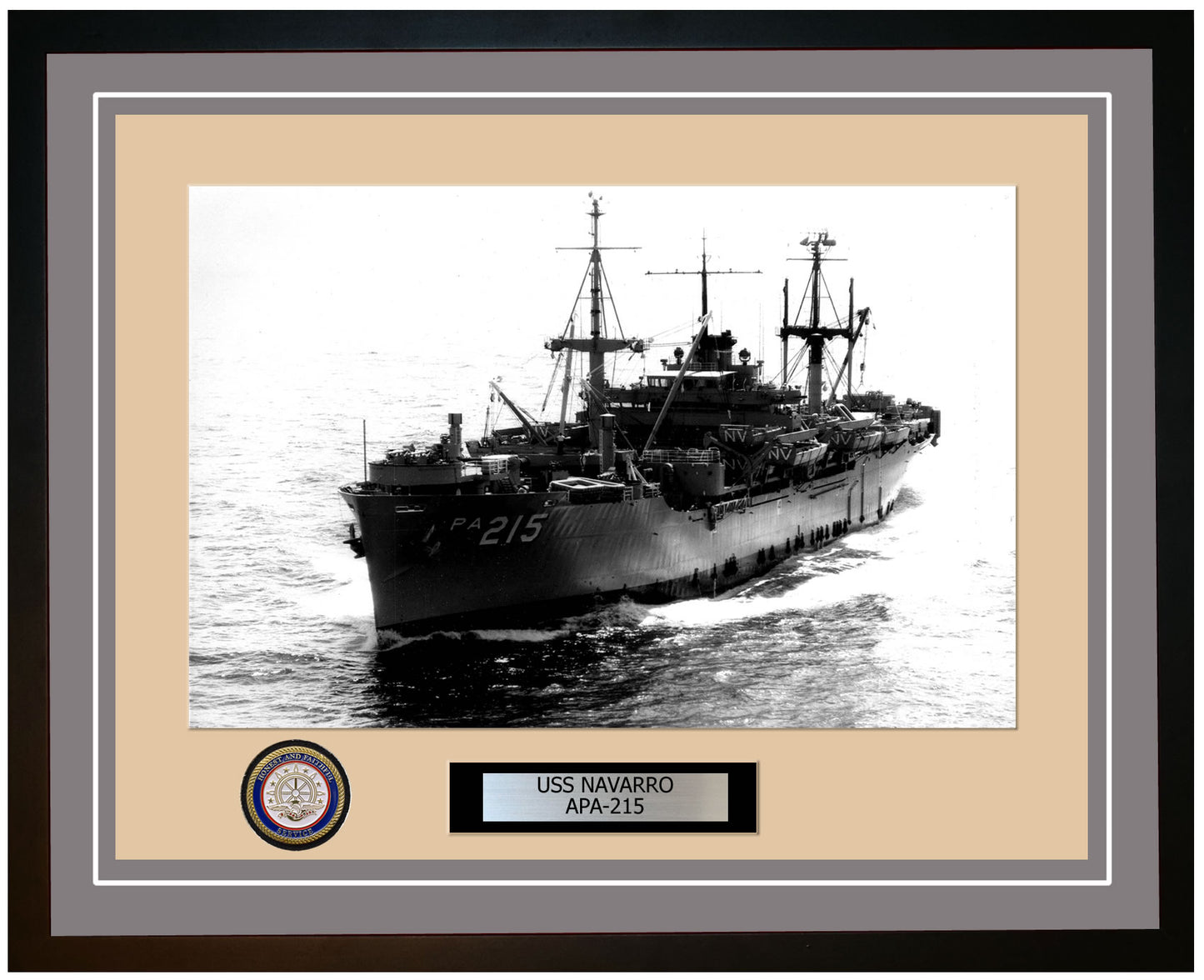 USS Navarro APA-215 Framed Navy Ship Photo Grey