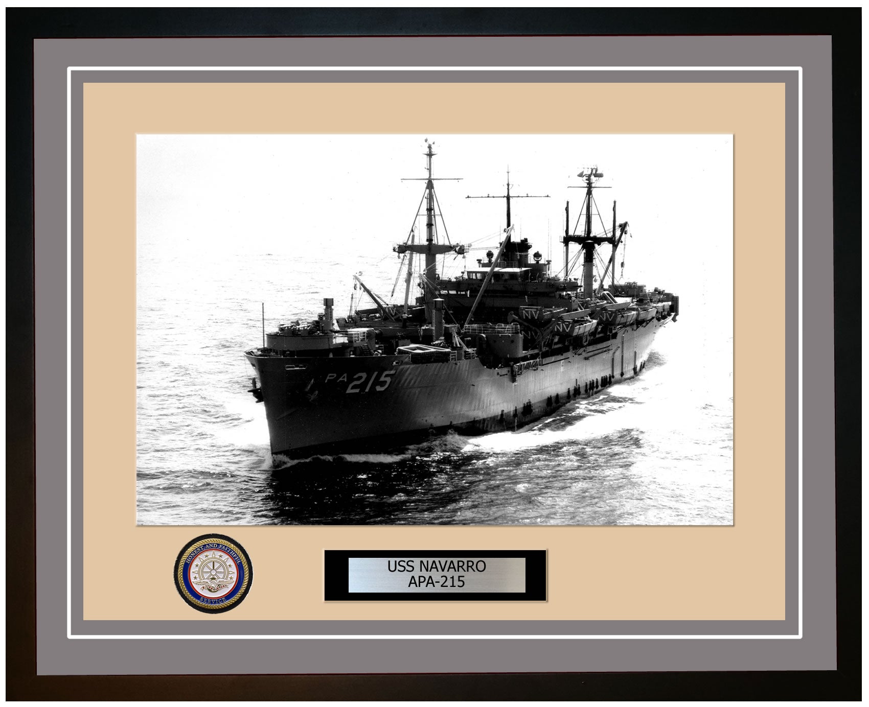 USS Navarro APA-215 Framed Navy Ship Photo Grey