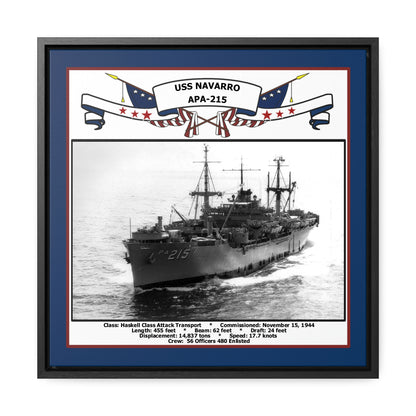USS Navarro APA-215 Navy Floating Frame Photo Front View