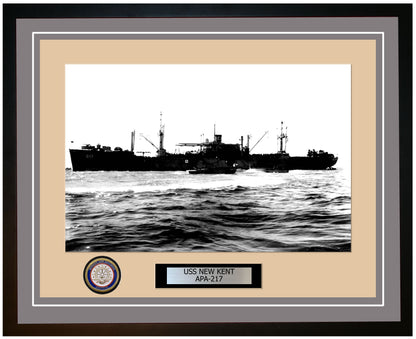USS New Kent APA-217 Framed Navy Ship Photo Grey
