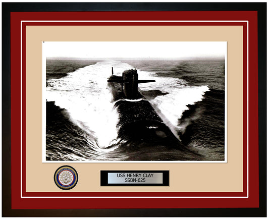 USS Henry Clay SSBN-625 Framed Navy Ship Photo Burgundy