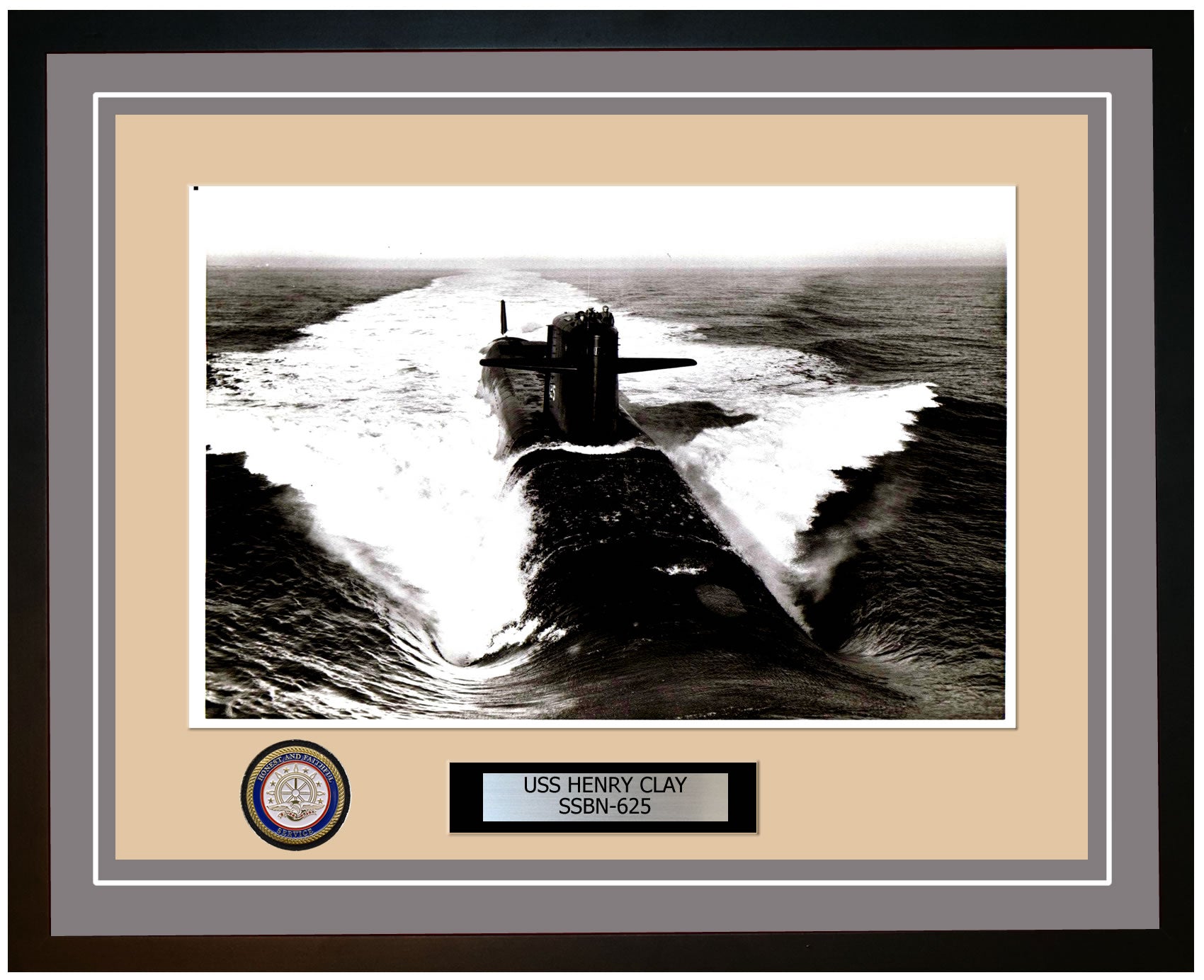 USS Henry Clay SSBN-625 Framed Navy Ship Photo Grey