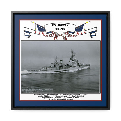USS Rowan DD-782 Navy Floating Frame Photo Front View