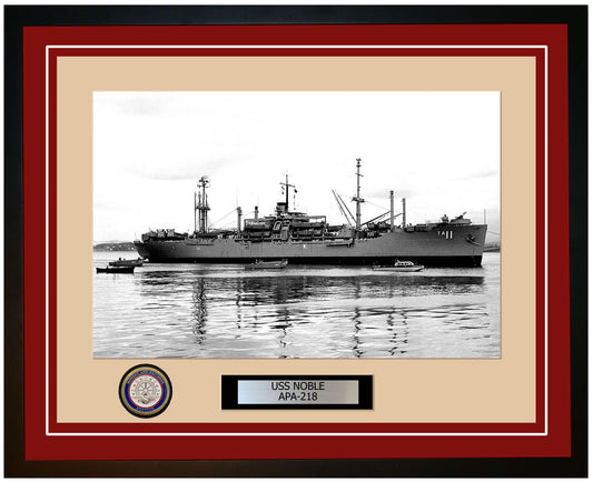 USS Noble APA-218 Framed Navy Ship Photo Burgundy