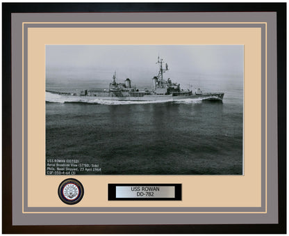 USS ROWAN DD-782 Framed Navy Ship Photo Grey