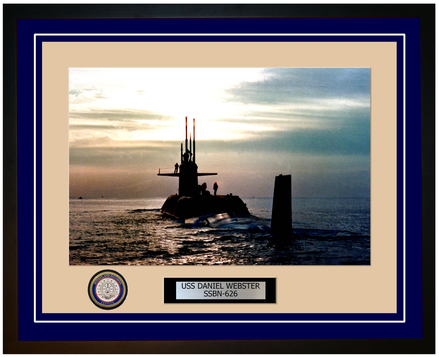 USS Daniel Webster SSBN-626 Framed Navy Ship Photo Blue