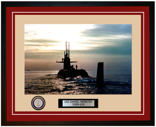 USS Daniel Webster SSBN-626 Framed Navy Ship Photo Burgundy