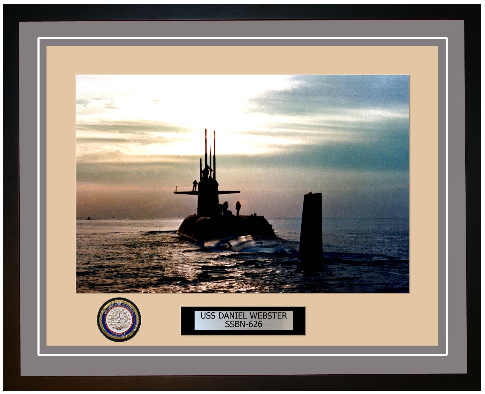 USS Daniel Webster SSBN-626 Framed Navy Ship Photo Grey
