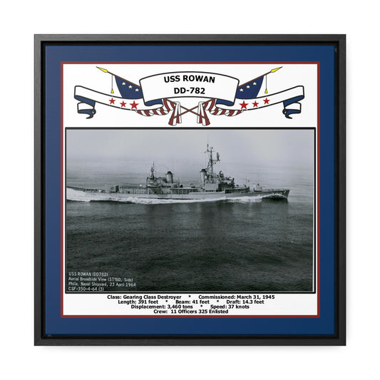 USS Rowan DD-782 Navy Floating Frame Photo Front View