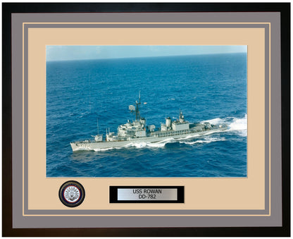 USS ROWAN DD-782 Framed Navy Ship Photo Grey