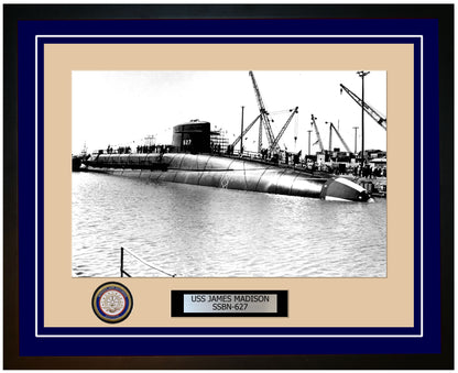 USS James Madison SSBN-627 Framed Navy Ship Photo Blue