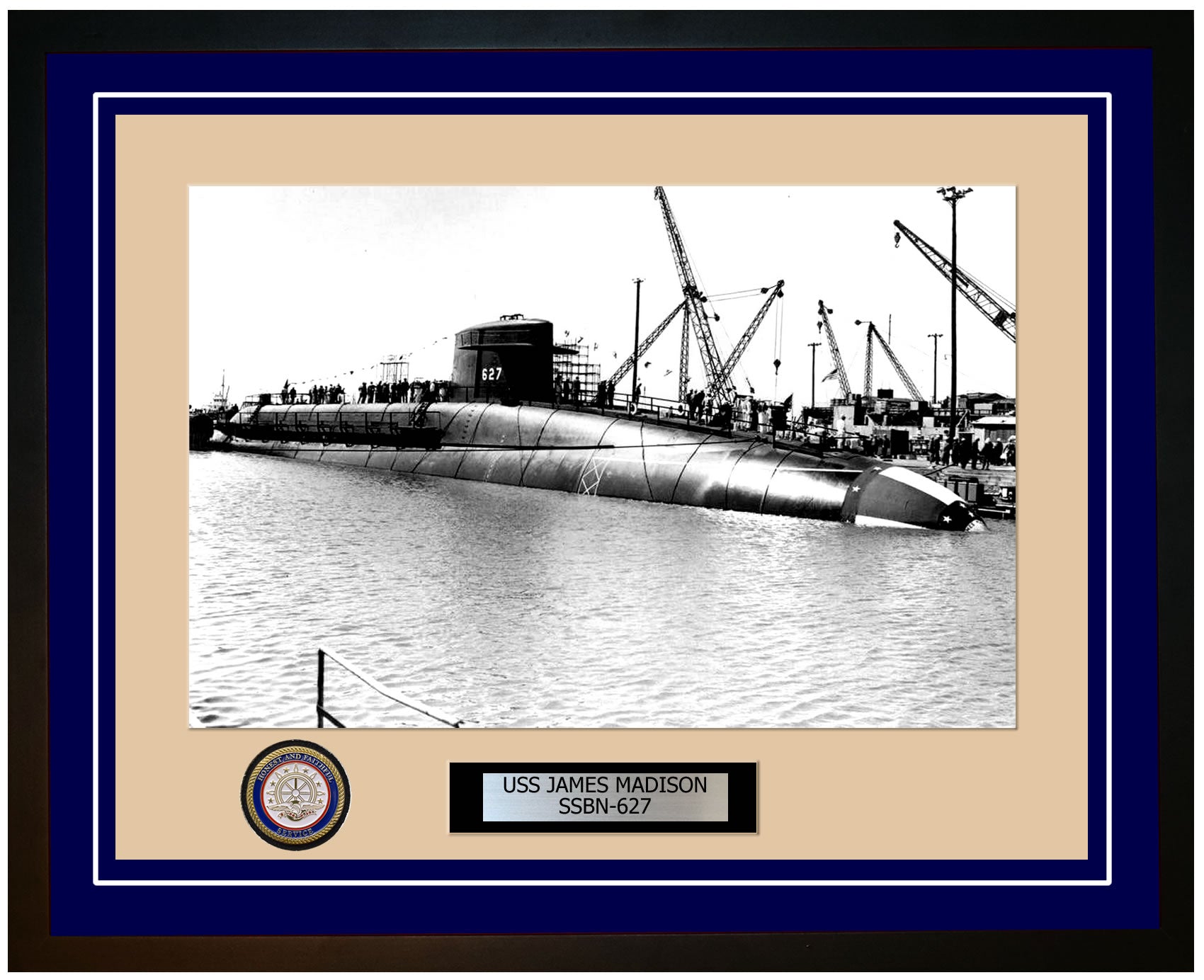 USS James Madison SSBN-627 Framed Navy Ship Photo Blue