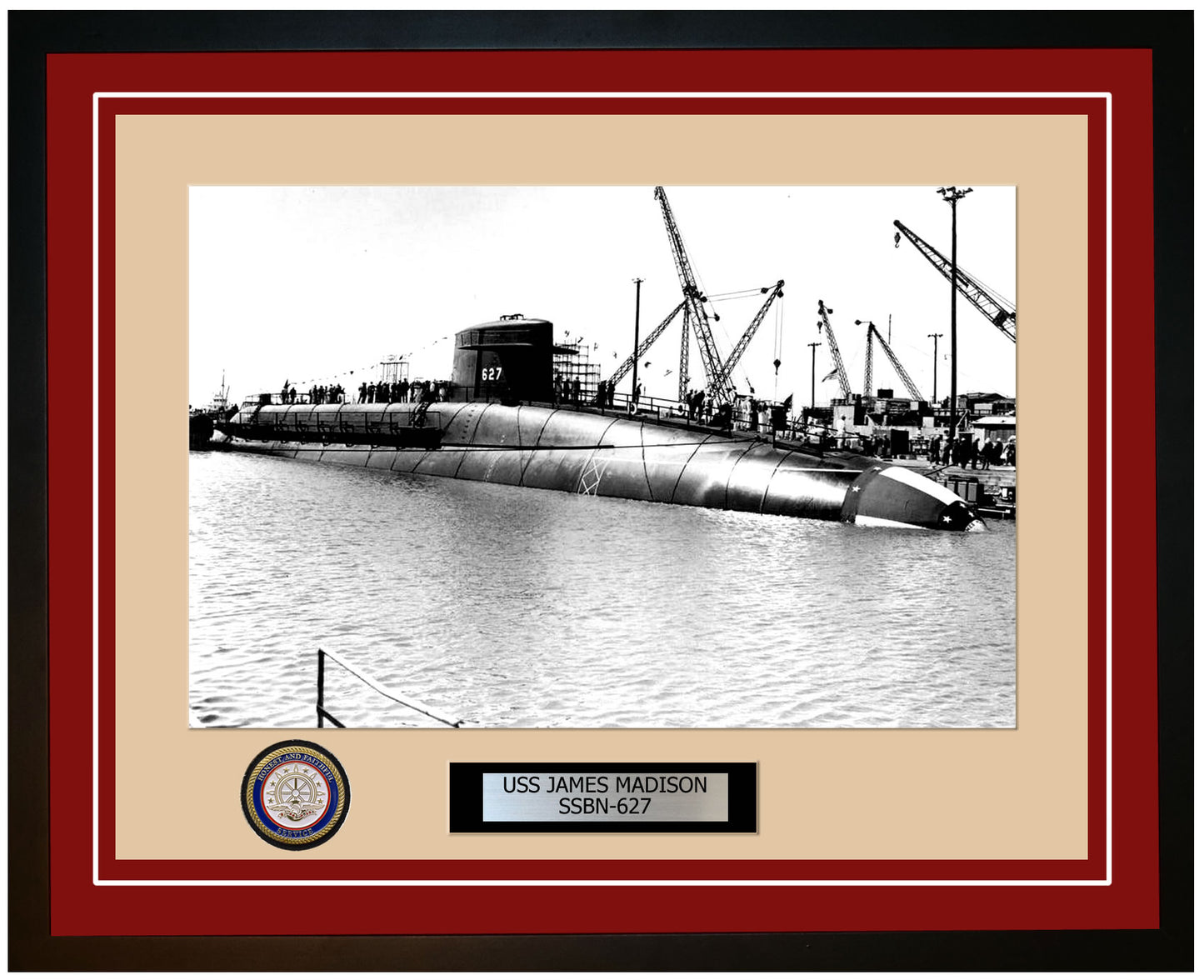 USS James Madison SSBN-627 Framed Navy Ship Photo Burgundy