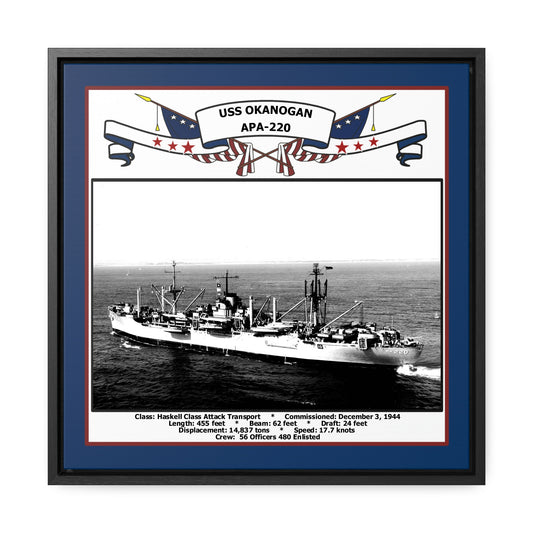 USS Okanogan APA-220 Navy Floating Frame Photo Front View