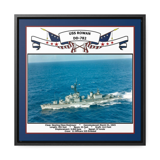 USS Rowan DD-782 Navy Floating Frame Photo Front View
