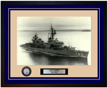 USS GURKE DD-783 Framed Navy Ship Photo Blue