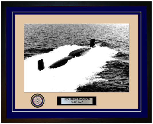 USS James Madison SSBN-627 Framed Navy Ship Photo Blue