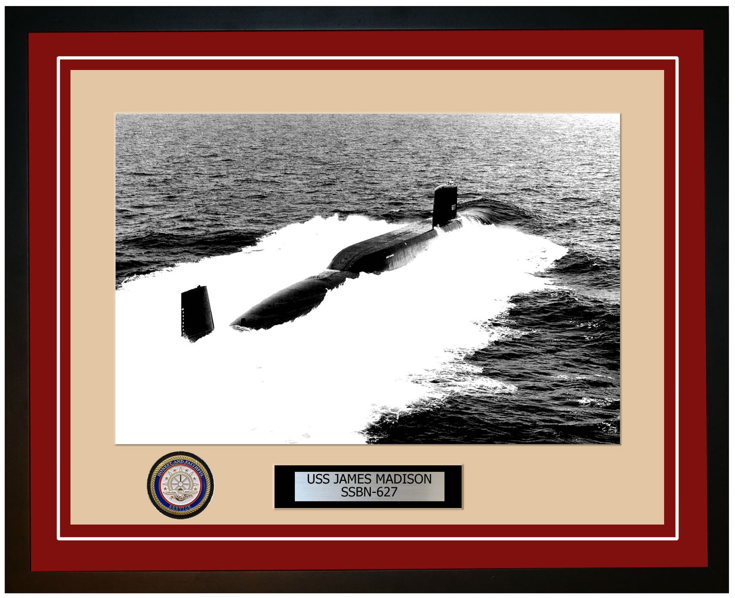 USS James Madison SSBN-627 Framed Navy Ship Photo Burgundy