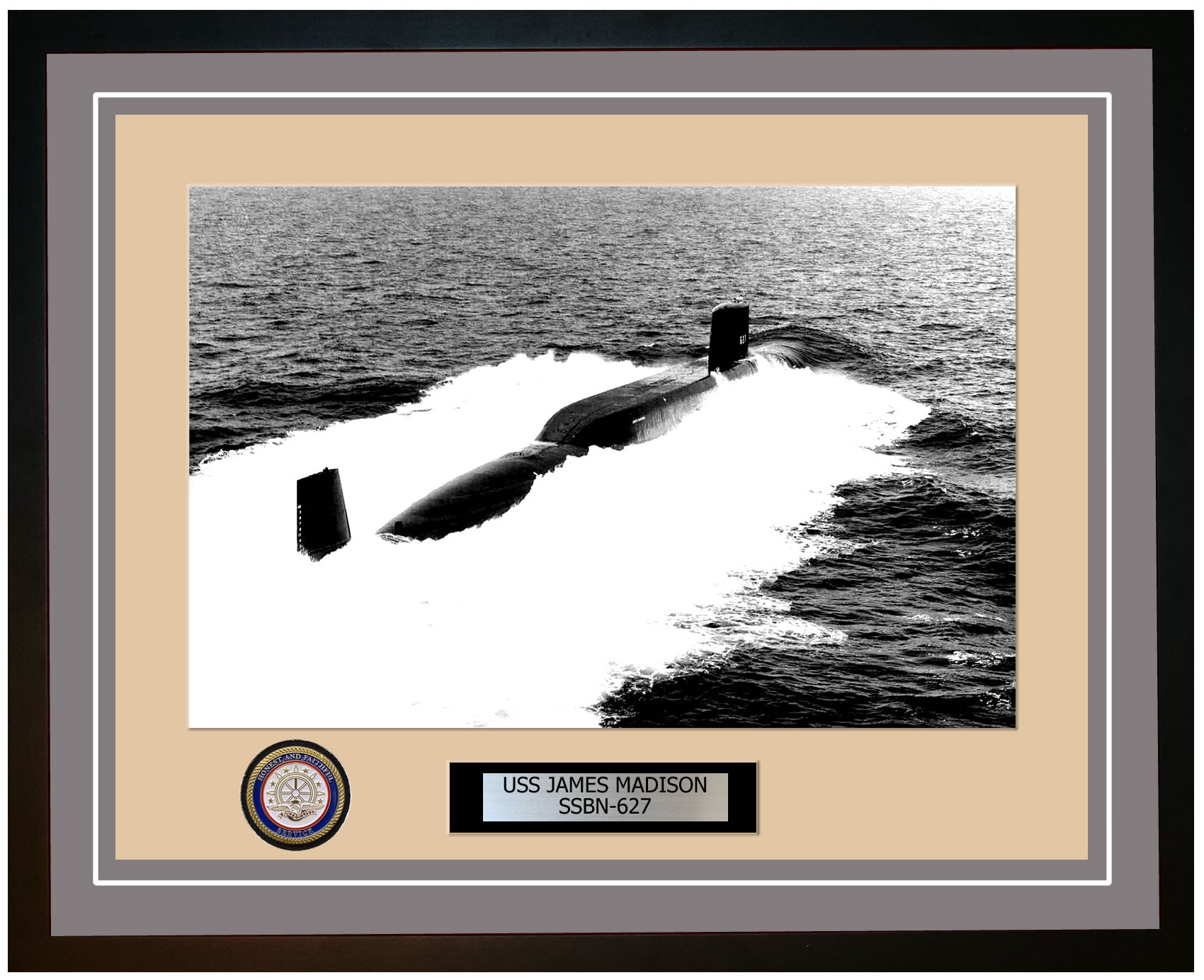 USS James Madison SSBN-627 Framed Navy Ship Photo Grey