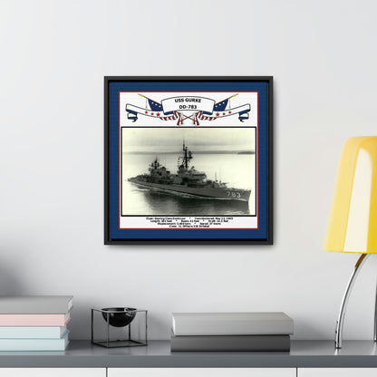 USS Gurke DD-783 Navy Floating Frame Photo Desk View
