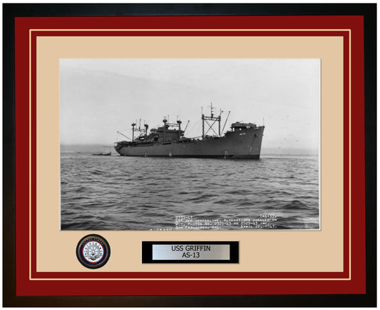 USS GRIFFIN AS-13 Framed Navy Ship Photo Burgundy