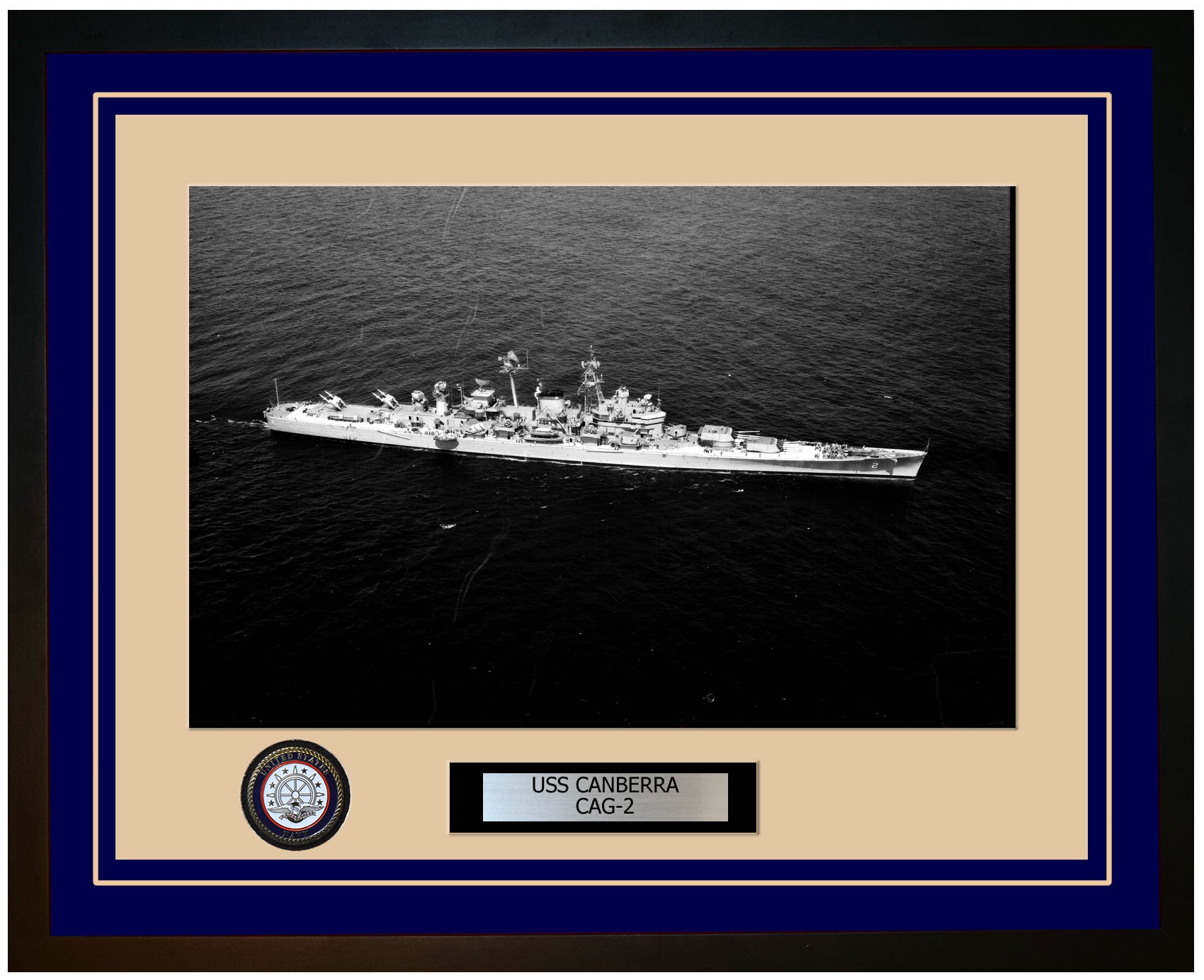 USS CANBERRA CAG-2 Framed Navy Ship Photo Blue