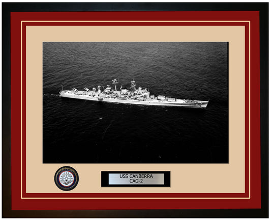 USS CANBERRA CAG-2 Framed Navy Ship Photo Burgundy