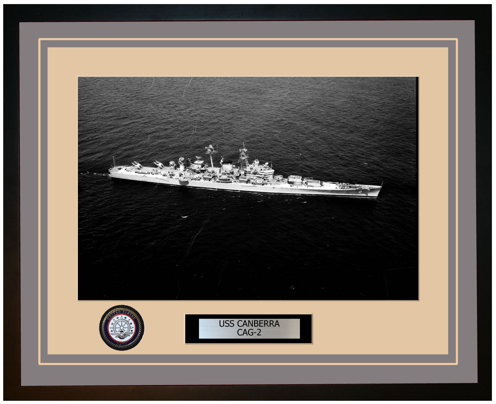 USS CANBERRA CAG-2 Framed Navy Ship Photo Grey