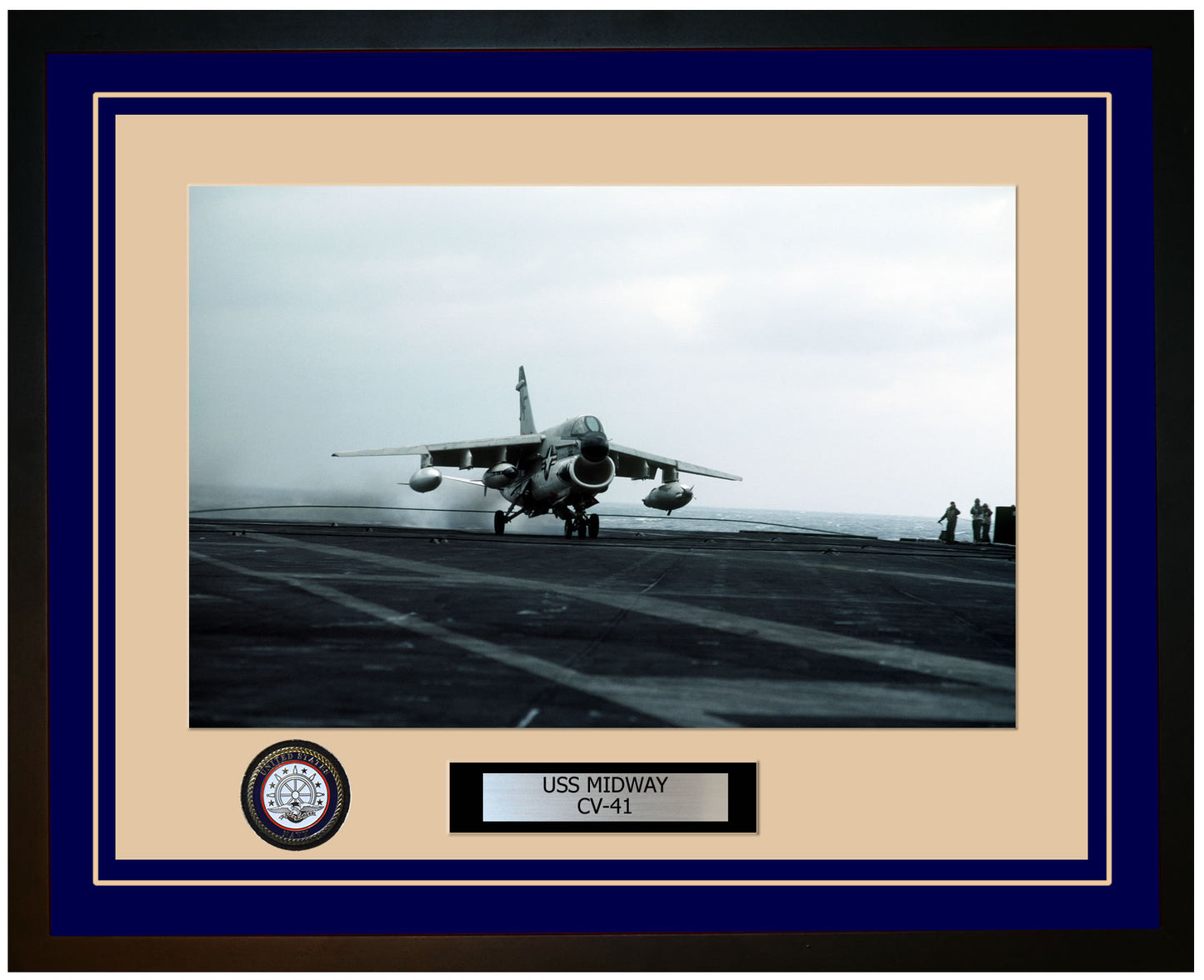 USS MIDWAY CV-41 Framed Navy Ship Photo Blue