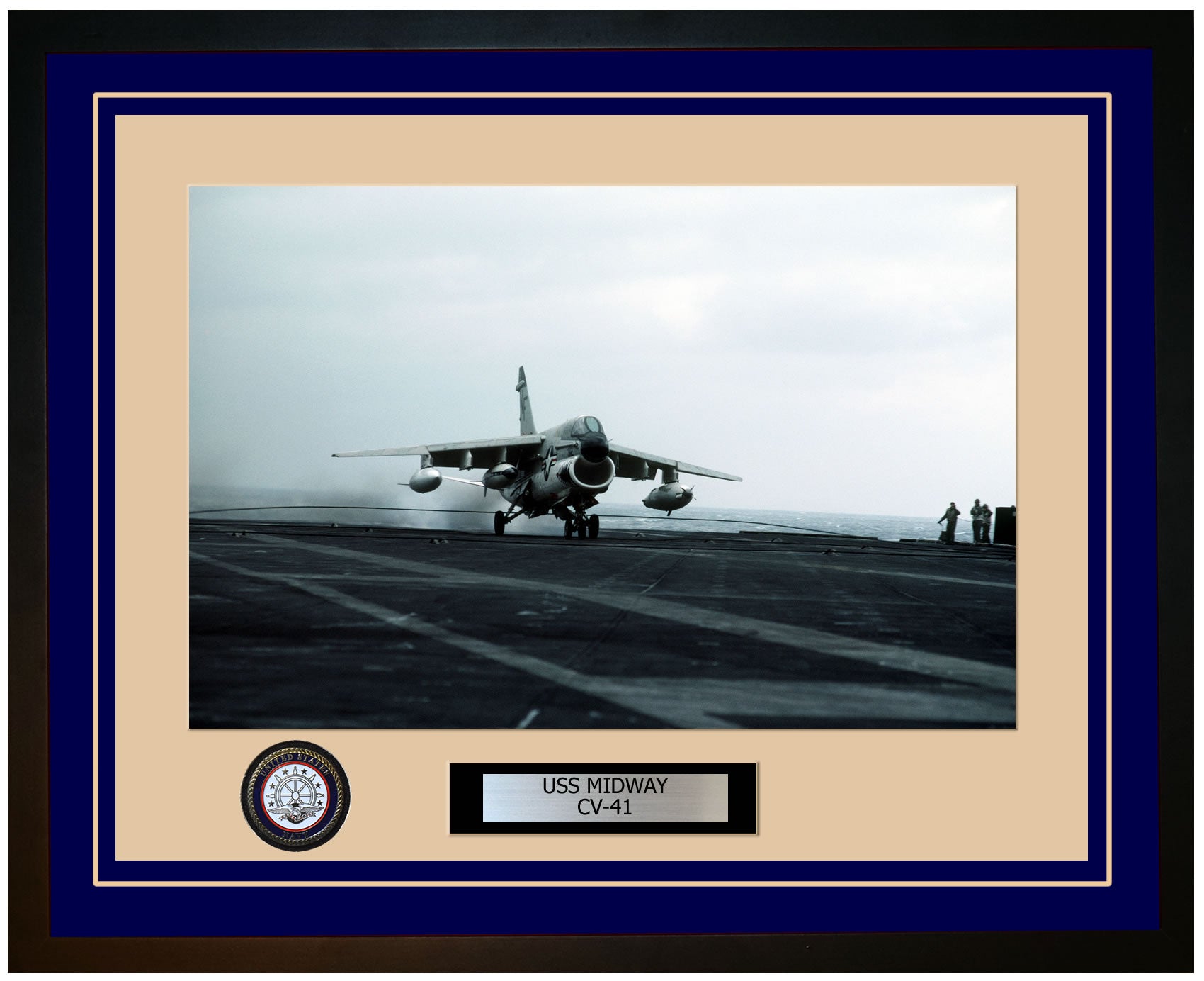 USS MIDWAY CV-41 Framed Navy Ship Photo Blue