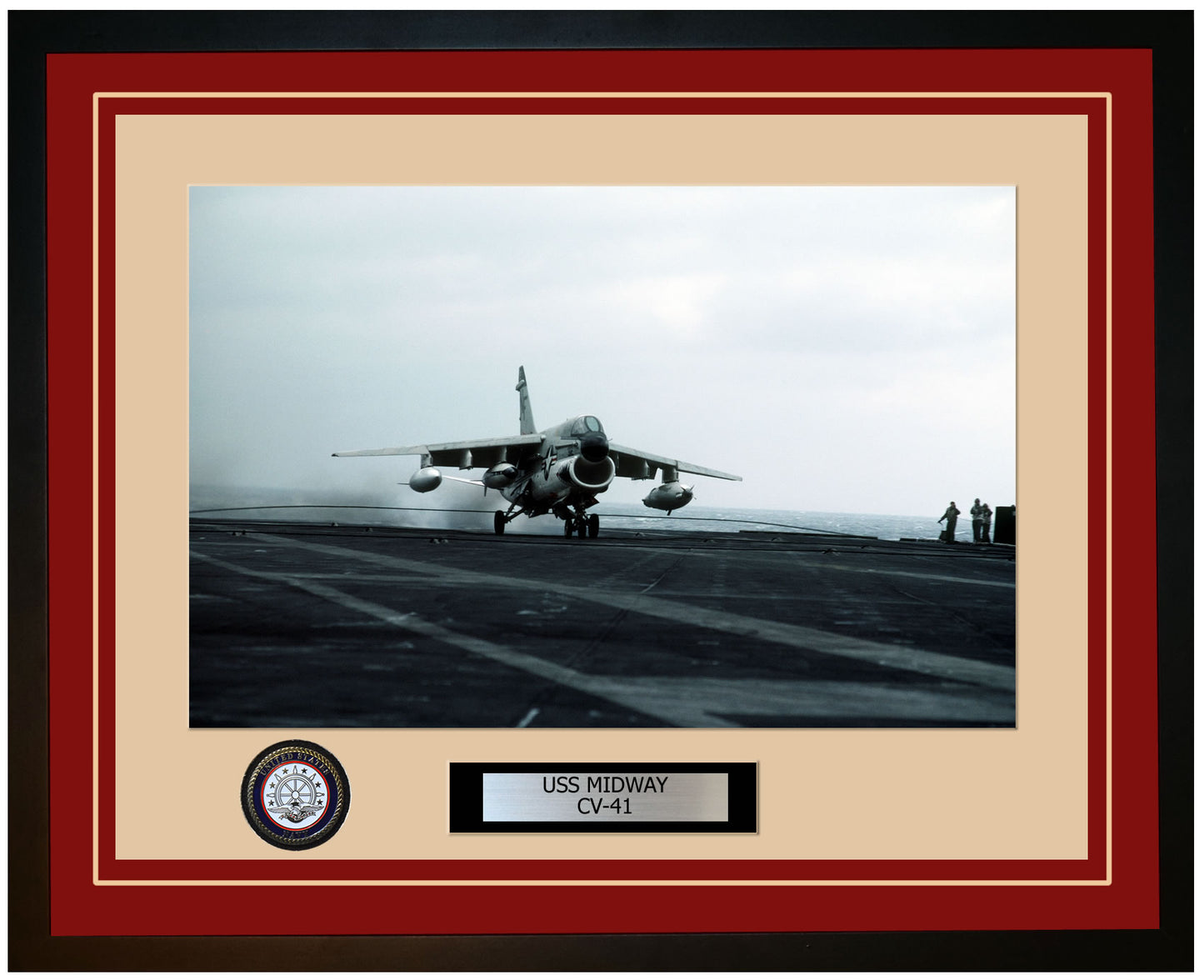 USS MIDWAY CV-41 Framed Navy Ship Photo Burgundy
