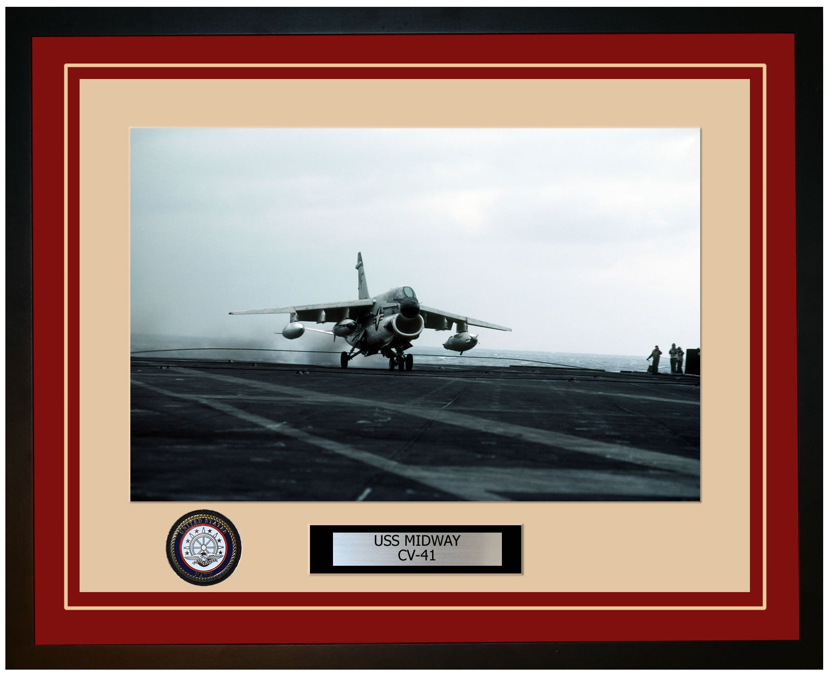 USS MIDWAY CV-41 Framed Navy Ship Photo Burgundy