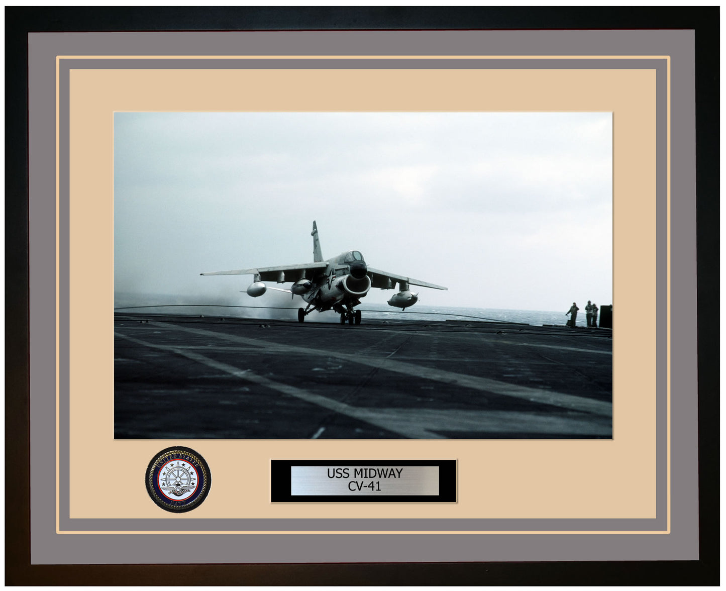 USS MIDWAY CV-41 Framed Navy Ship Photo Grey