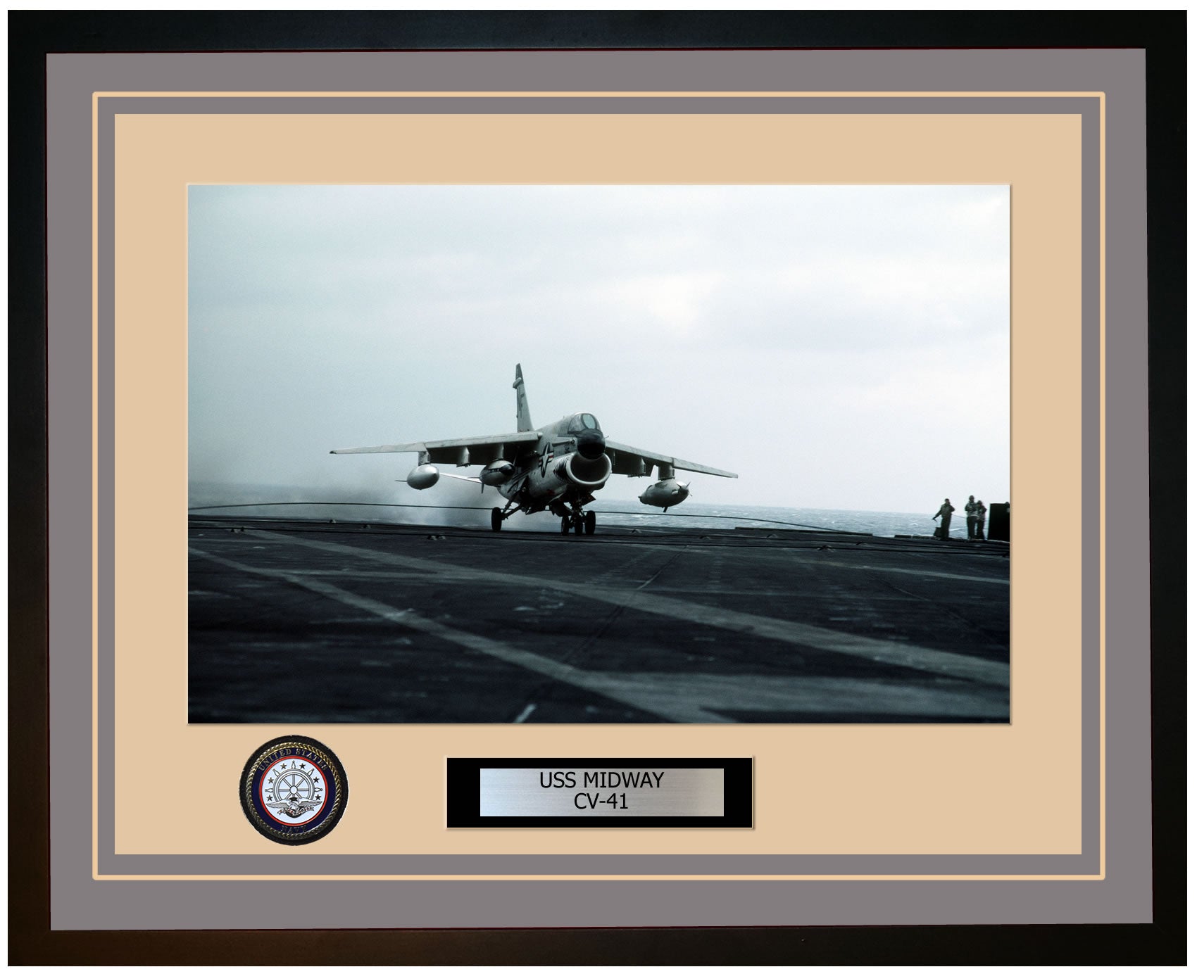 USS MIDWAY CV-41 Framed Navy Ship Photo Grey