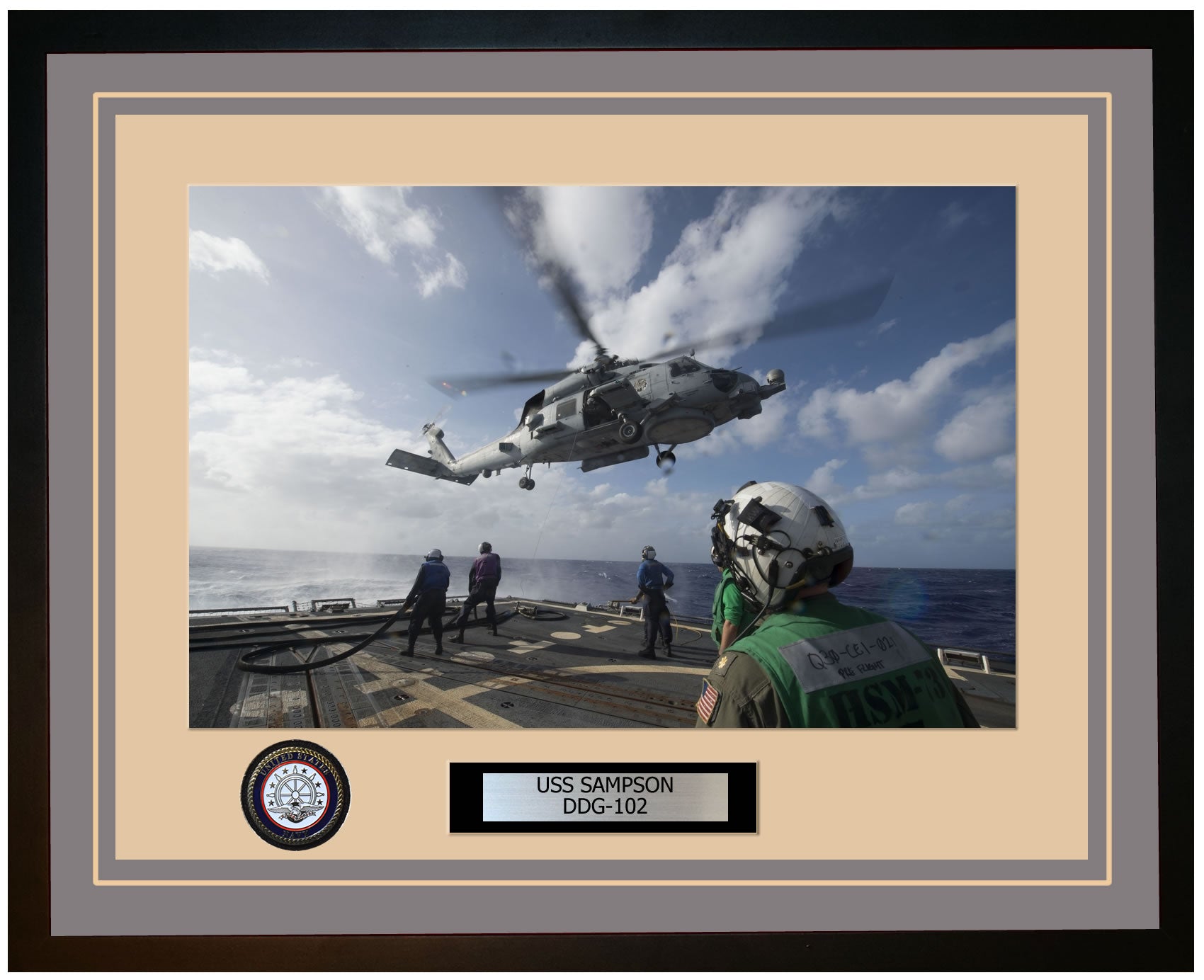 USS SAMPSON DDG-102 Framed Navy Ship Photo Grey