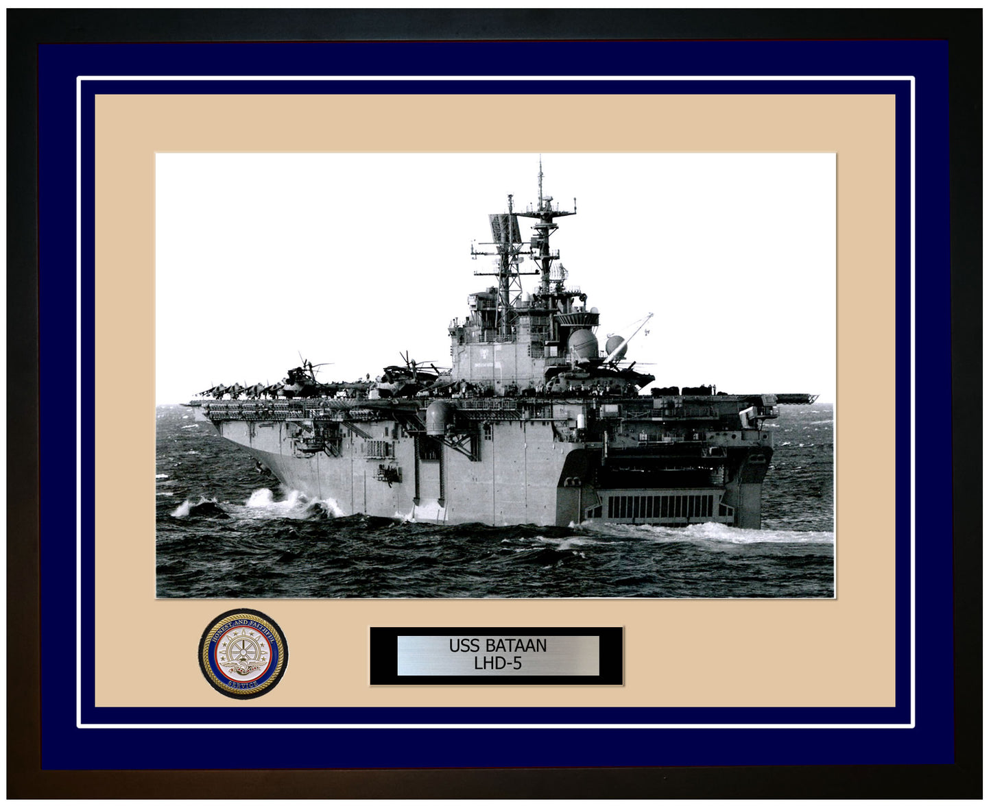 USS Bataan LHD-5 Framed Navy Ship Photo Blue