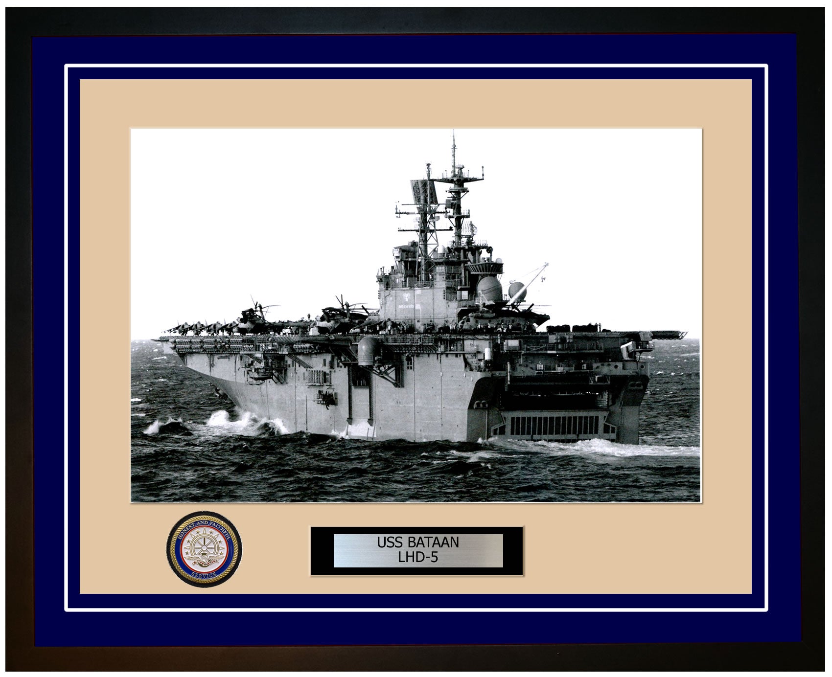 USS Bataan LHD-5 Framed Navy Ship Photo Blue