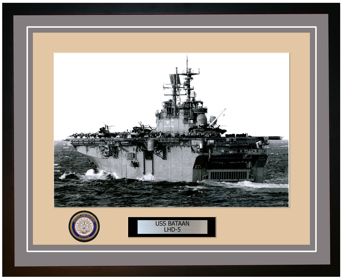 USS Bataan LHD-5 Framed Navy Ship Photo Grey