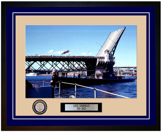 USS Sabalo SS-302 Framed Navy Ship Photo Blue